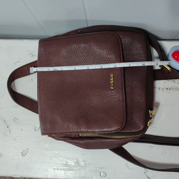 Fossil Preston Mini Backpack Brown Pebbled Leather Gold Hardware - Picture 12 of 14